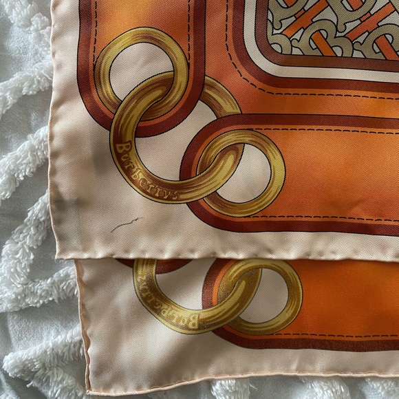 Burberry Print Logo Silk Orange Twill Scarf - Picture 16 of 16